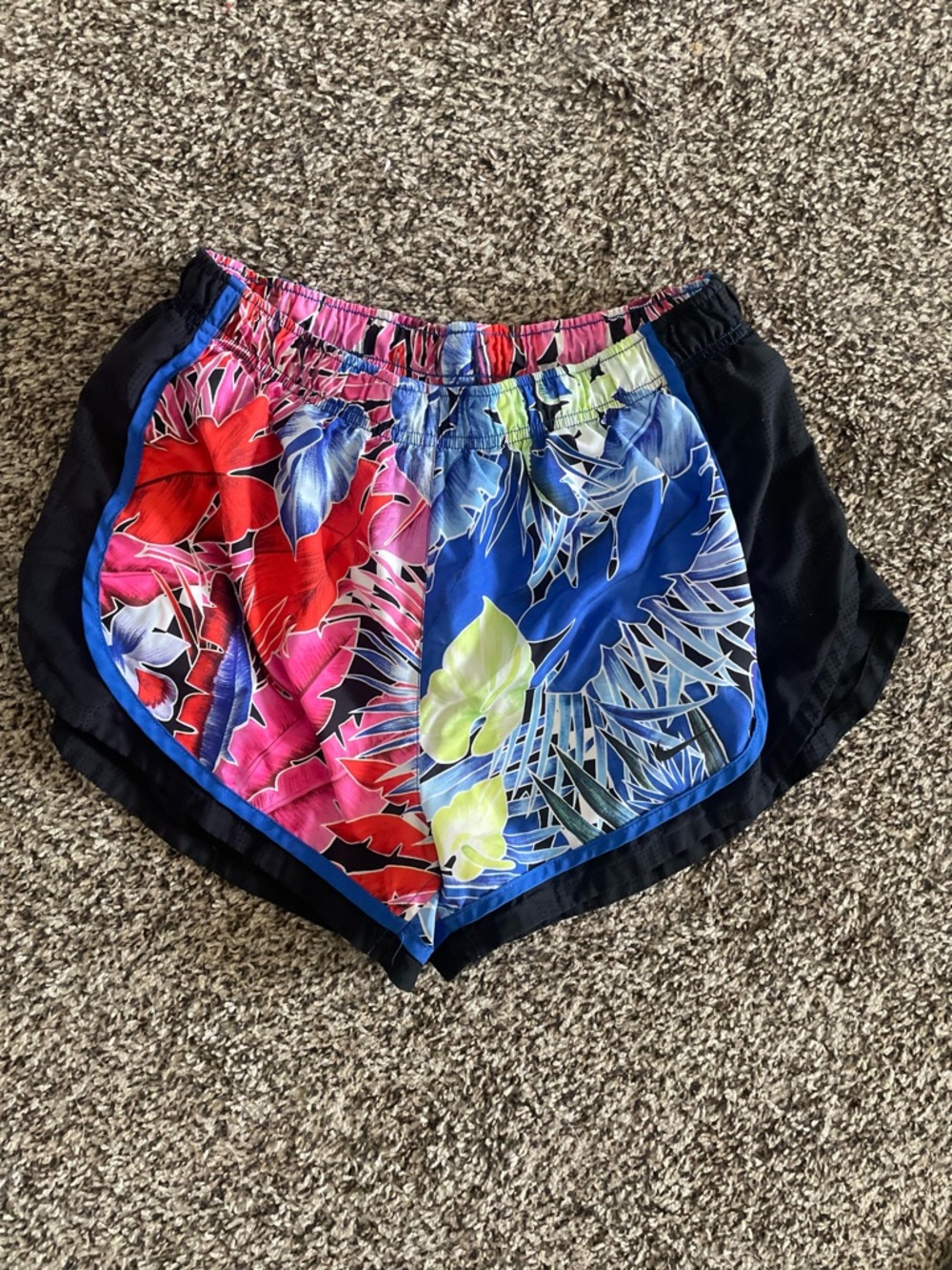 Nike Women’s Tropical Floral Athletic Shorts - Blue/Red/Pink